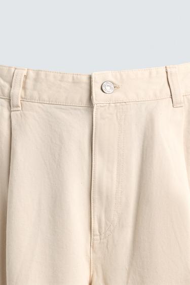 BAGGY FIT BERMUDA SHORTS WITH PATCHES - Beige by Zara - Image 8