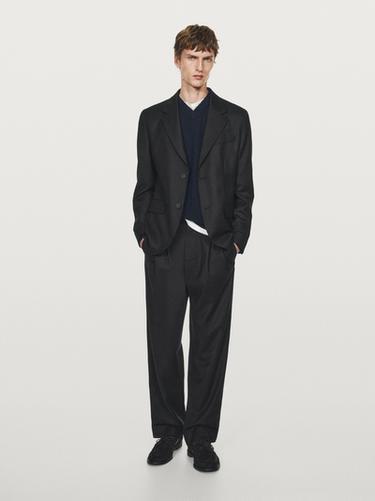 Pantalon de costume flanelle - LIMITED - Noir de Zara