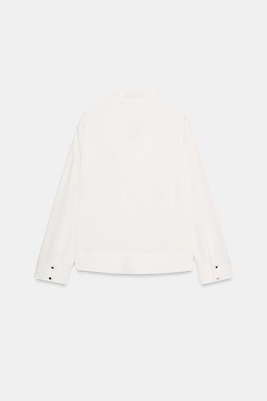 CHEMISE BANDE COL - Écru de Zara - Image 5