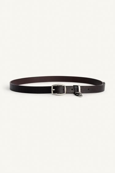 CEINTURE EN CUIR MOUSQUETON - Marron de Zara