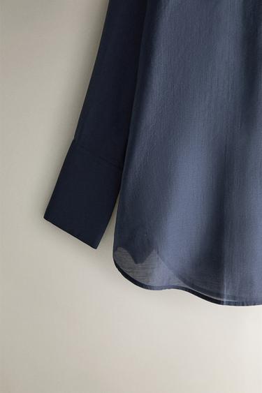 SEMI-SHEER OVERSIZE SHIRT - Mid-blue by Zara - Image 2