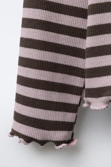 STRIPED GLITTER EMBROIDERED T-SHIRT - Mid-pink by Zara - Image 3