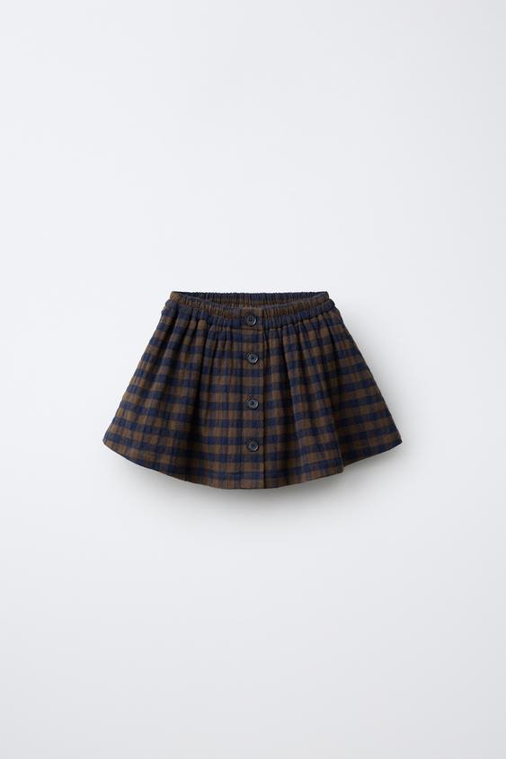 CHECK PRINT SKIRT - Blue de Zara - Imagen 0
