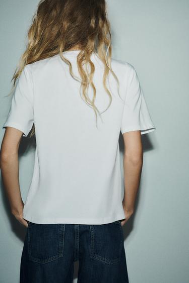 T-SHIRT NŒUD CONTRASTANT - Blanc de Zara - Image 3