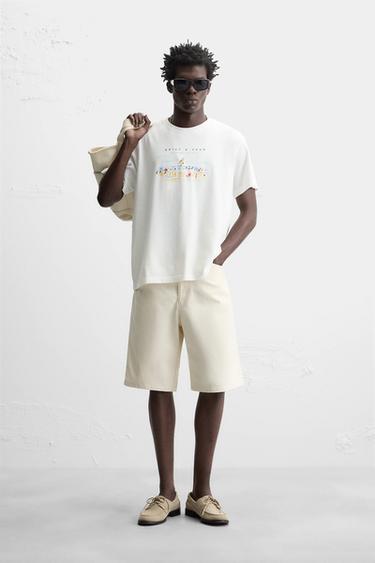 CONTRAST PRINT T-SHIRT - Oyster-white by Zara - Image 0