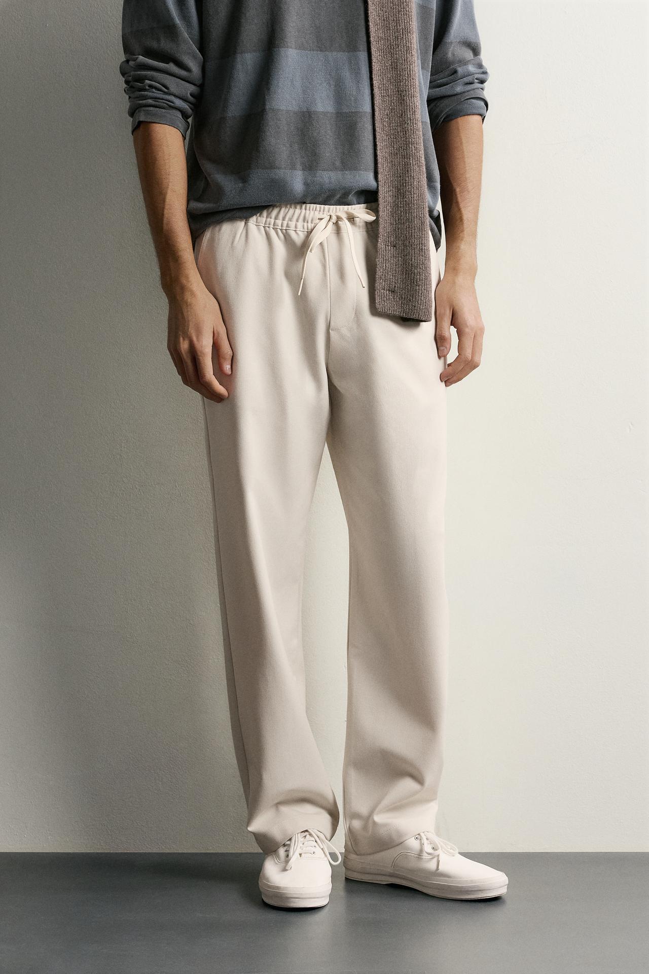 COMFORT REGULAR FIT PANTS — Beige