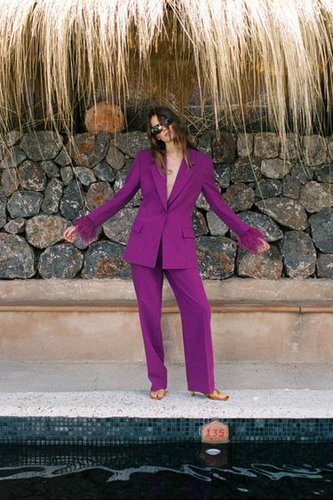 PANTALÓN RECTO TIRO BAJO - Púrpura de Zara