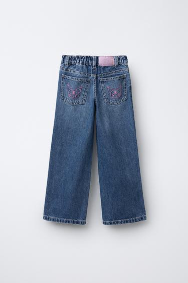 KUROMI © SANRIO WIDE-LEG DENIM TROUSERS - Blue by Zara - Image 1