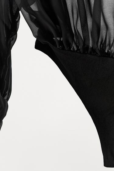 BODY SEMI-TRANSPARENT À MANCHES LONGUES - Noir de Zara - Image 8