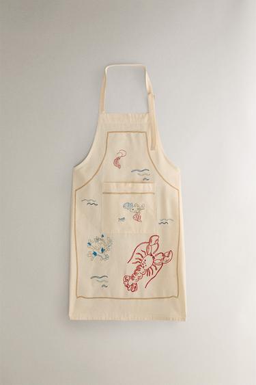 EMBROIDERED HOLIDAY APRON - Blue by Zara