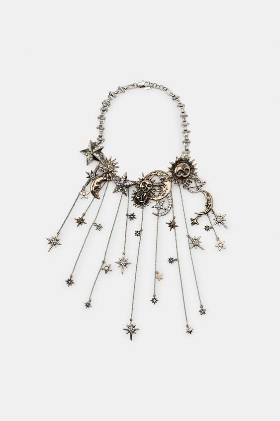 METAL MOON AND STARS NECKLACE
