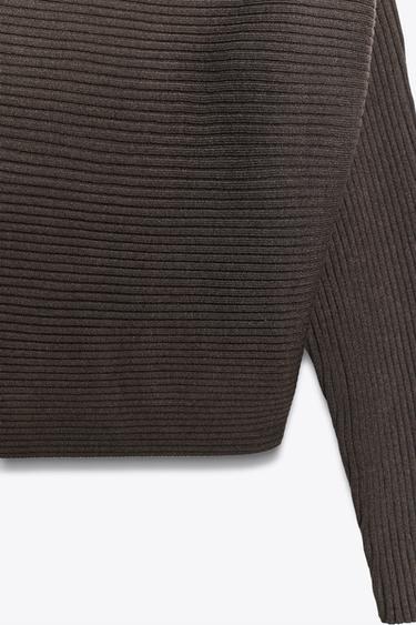 ASYMMETRIC RIB KNIT TOP - Khaki by Zara - Image 6