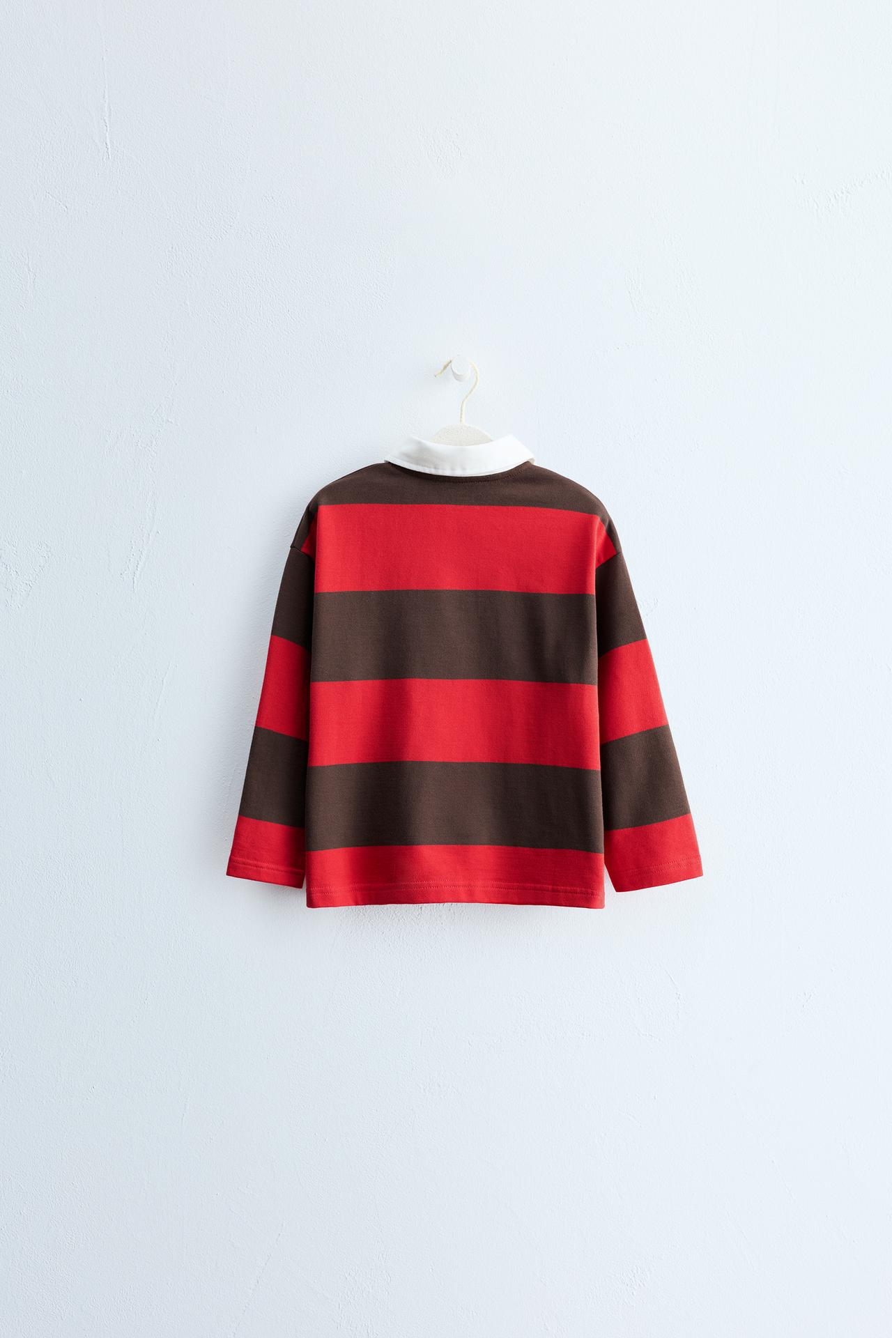 ZARA TIMELESS - STRIPED PRINT POLO SHIRT — Brown