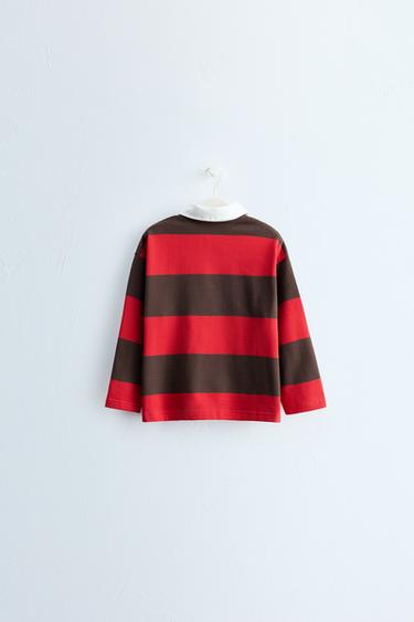 ZARA TIMELESS - STRIPED PRINT POLO SHIRT — Brown 2