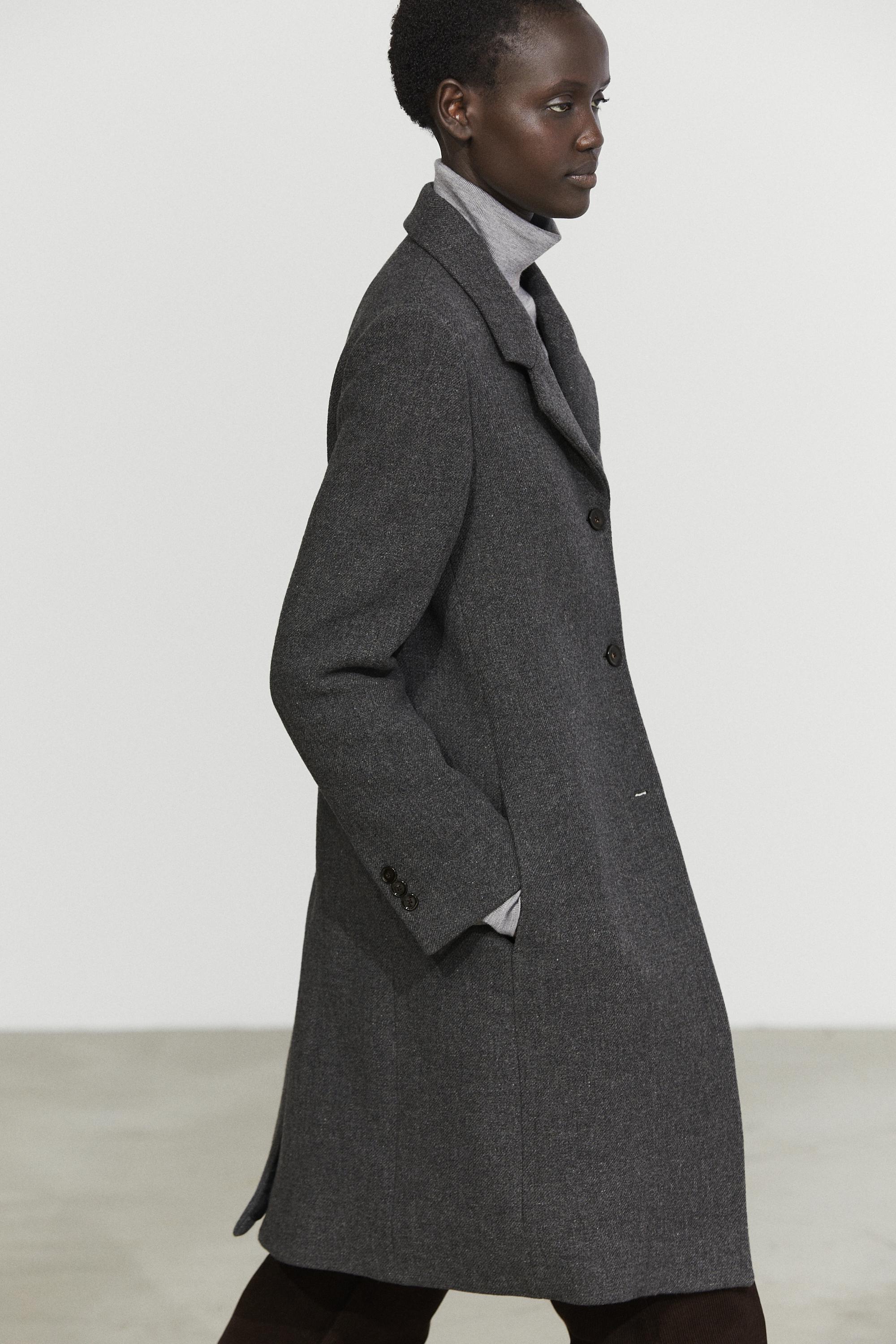 Manteau en tissu bouclé mélangé de laine