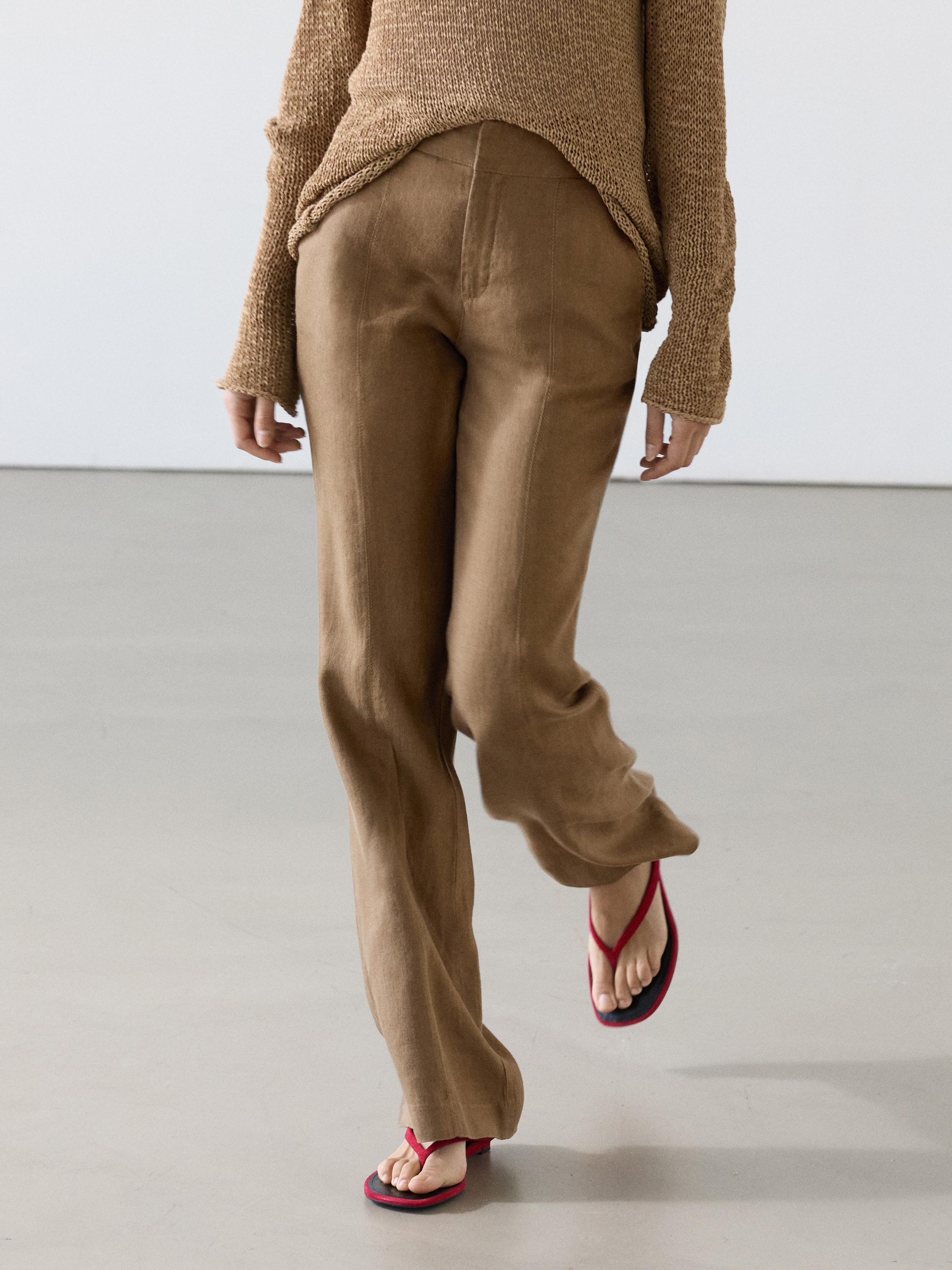 100% linen kick flare fit pants