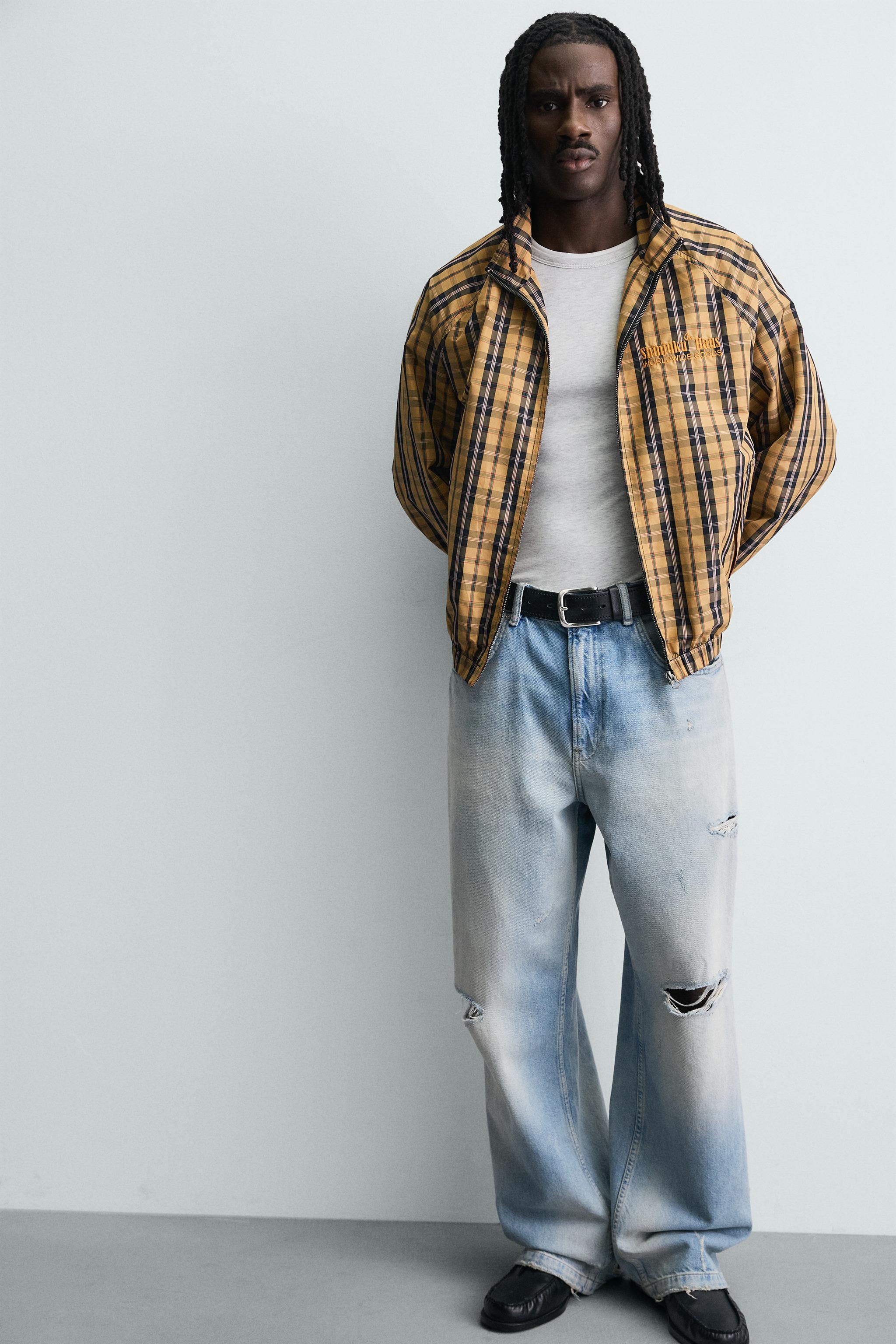 BOXY FIT PLAID TECHNICAL JACKET - Yellow | ZARA United States