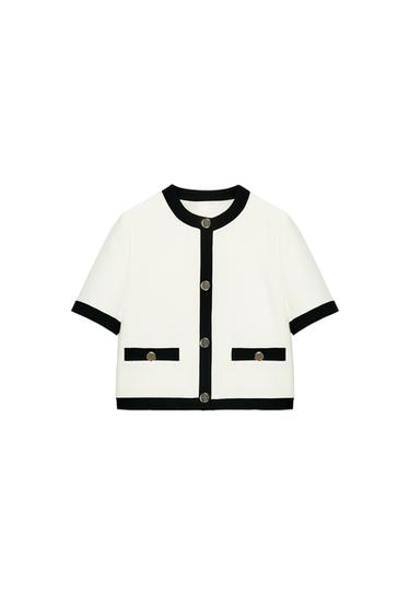 CONTRAST TRIM SHORT SLEEVE BLAZER - Oyster-white by Zara