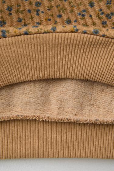 SWEAT À FLEURS POCHE AVEC DENTELLE - Ocre de Zara - Image 3