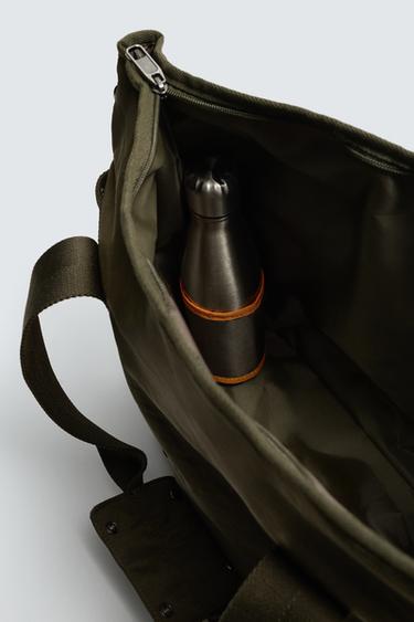 SAC SHOPPER EN NYLON - Vert kaki de Zara - Image 7