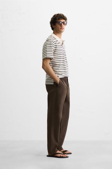 PANTALON CANVAS DÉLAVÉ - Sable de Zara - Image 3