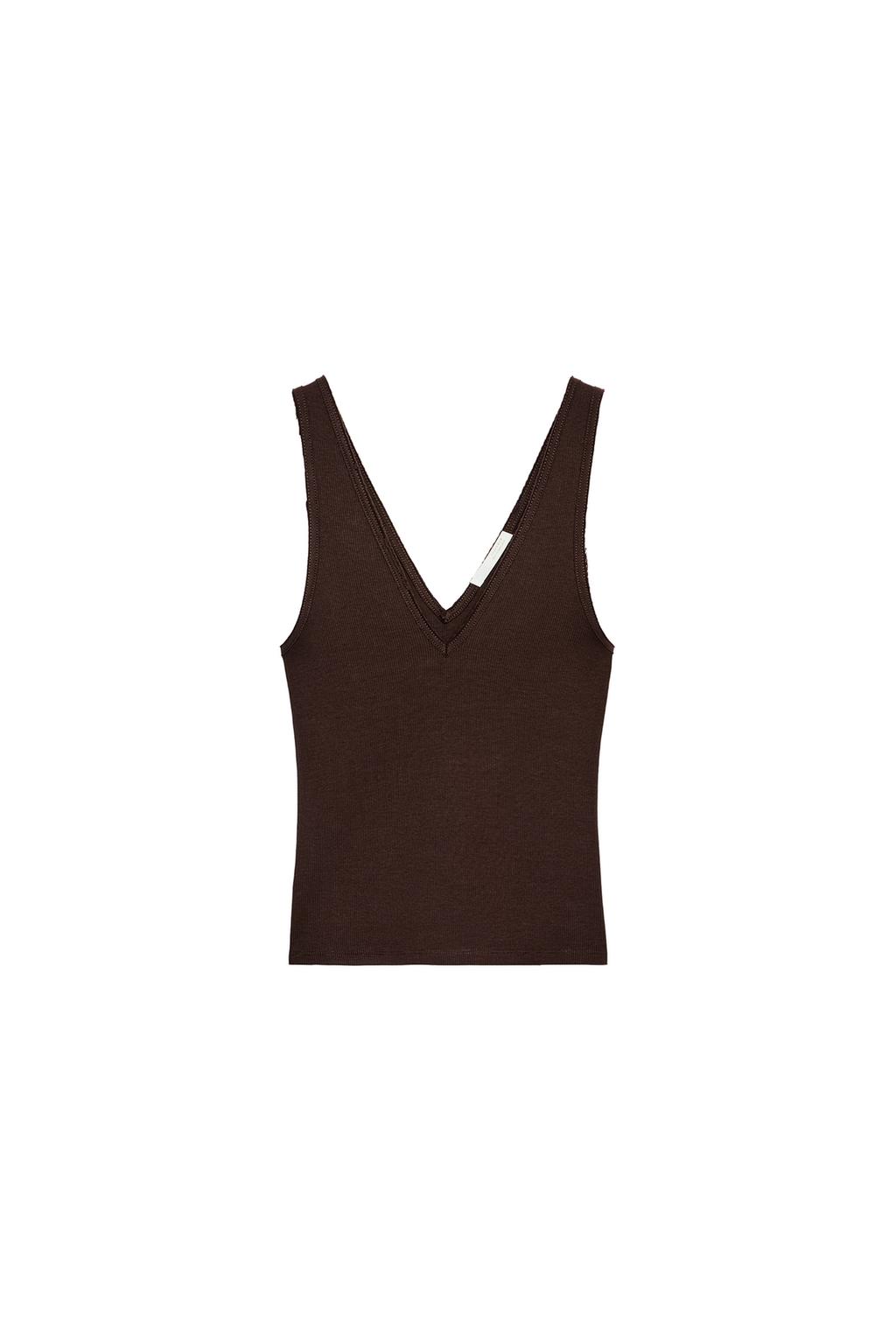 RIB V-NECK TOP - image 3