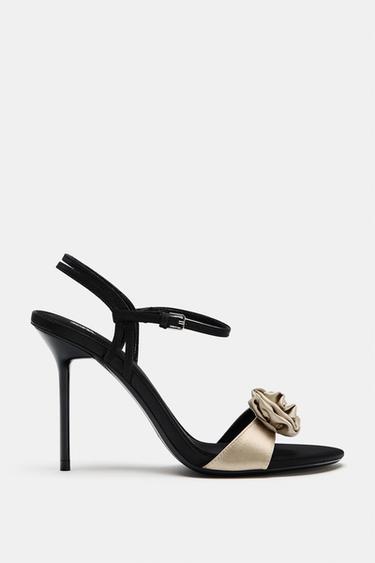 FLOWER HEELED SANDALS — Black 2