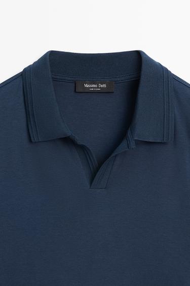 100% cotton V-neck knit polo — Beige 2
