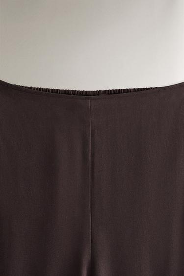 PANTALON EN SOIE - Marron foncé de Zara - Image 1