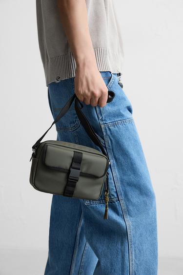 RUBBERISED CROSSBODY BAG - Khaki Green by Zara - Image 0
