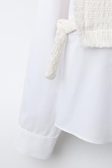 PLAIN SHIRT WITH CONTRAST VEST AND BOWS - Ecru by Zara - Image 3