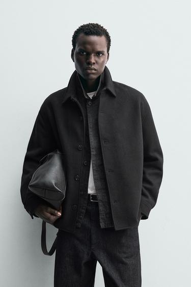 CAMISA COMPRIDA COM LÃ - Preto da Zara