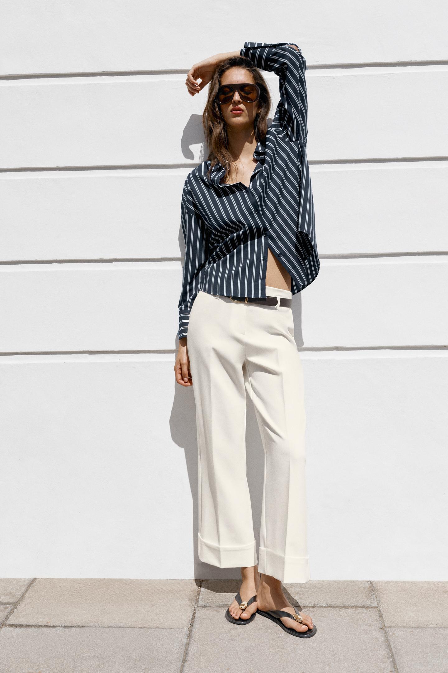 Рубашка Zara Striped, цвет: Синий — фото 1