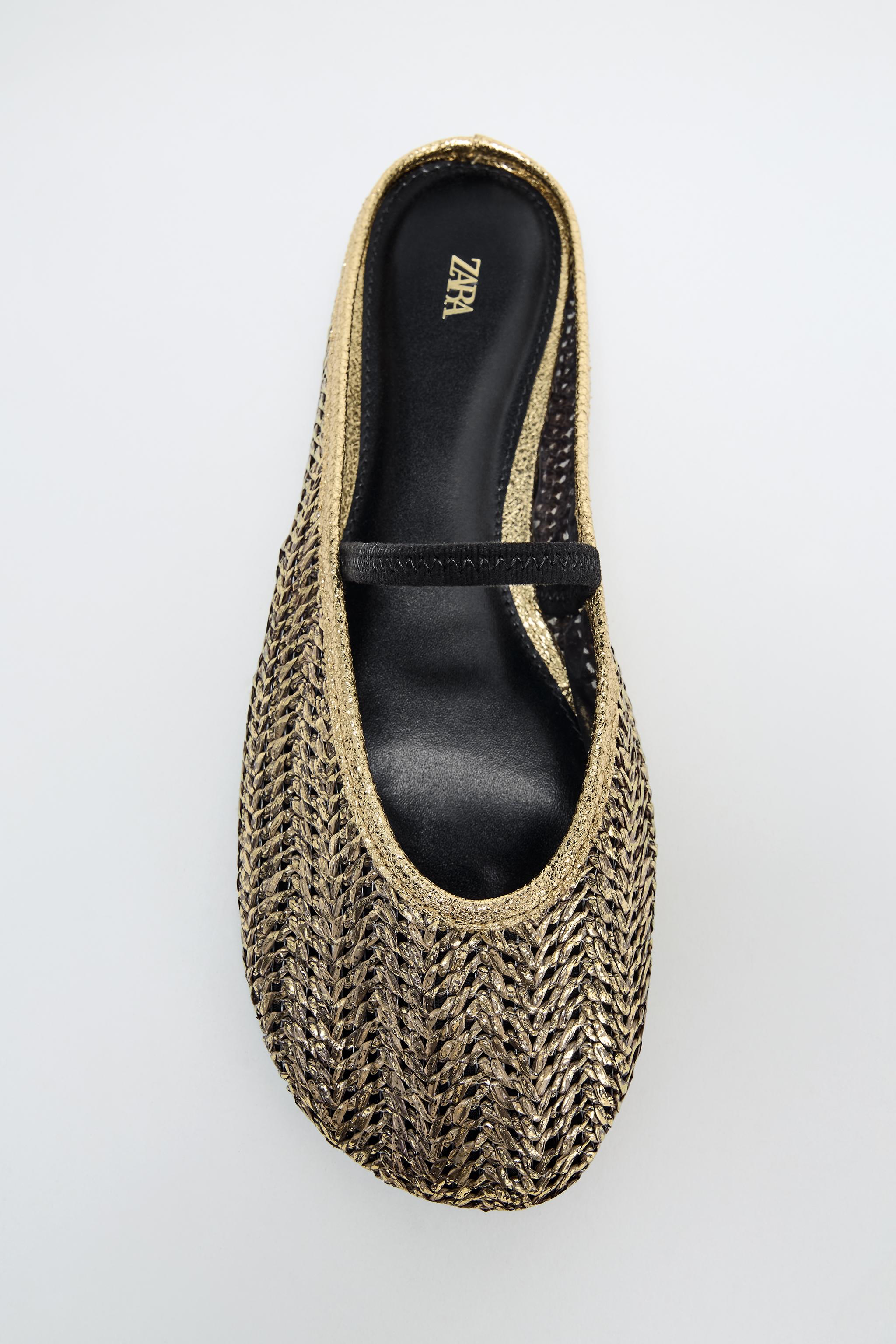 WOVEN METALLIC SLINGBACK BALLET FLATS