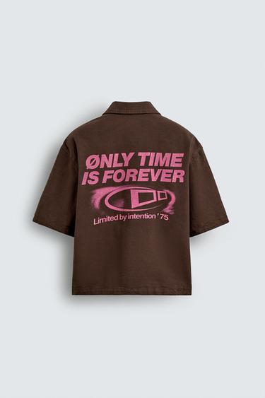 CHEMISE À IMPRIMÉ GRAPHIQUE CONTRASTE - Marron de Zara