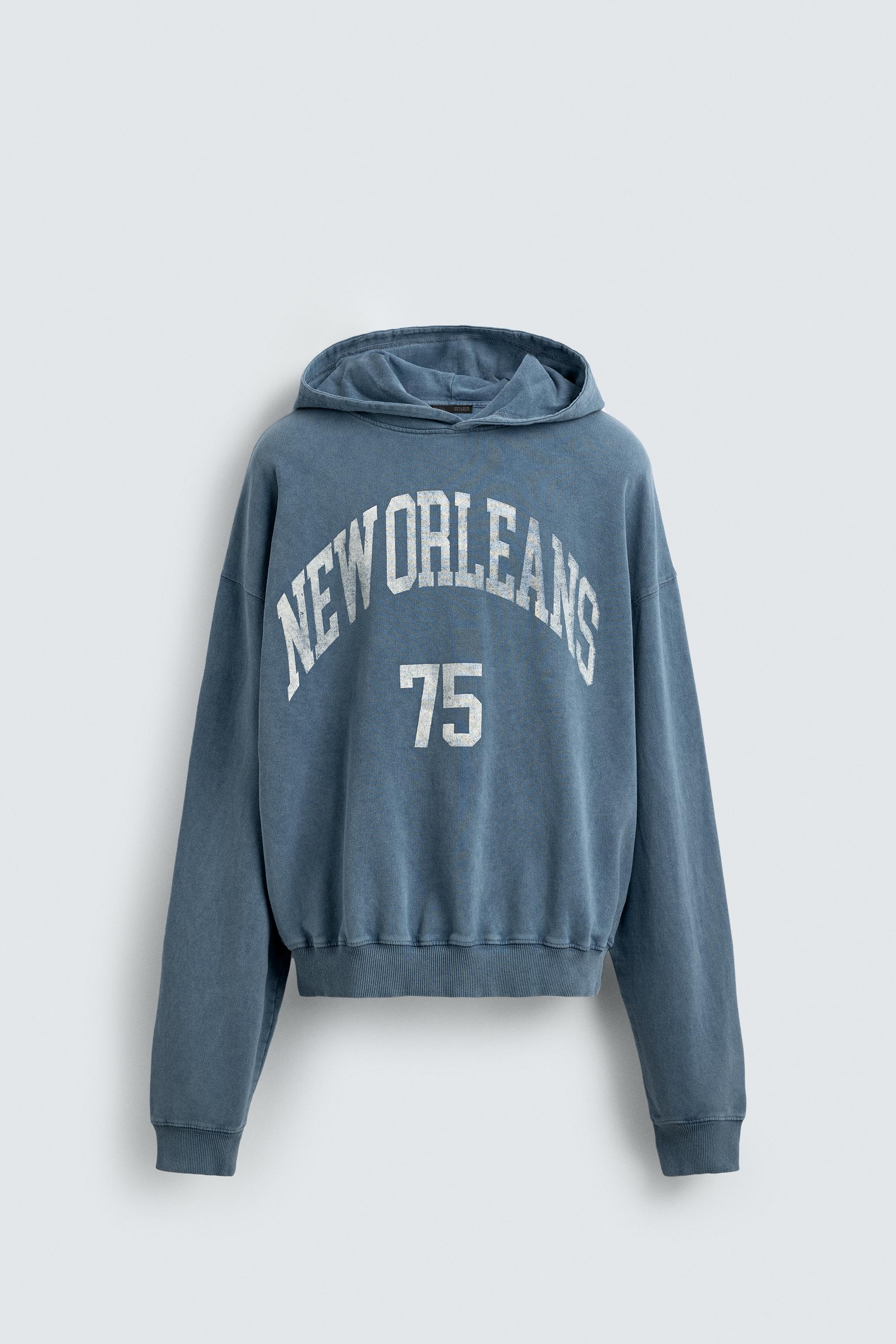 WASHED PRINTED TEXT SWEATSHIRT