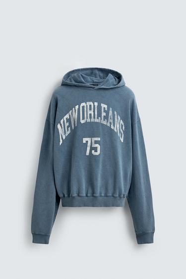 WASHED PRINTED SLOGAN SWEATSHIRT - Bluish by Zara