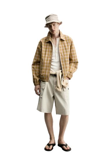 КУРТКА КЛАССИЧЕСКОГО КРОЯ В КЛЕТКУ — ЭКРЮ / ЖЕЛТЫЙ от Zara