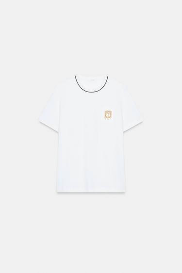 BROOCH DETAIL T-SHIRT - White by Zara