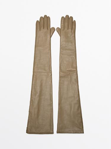 Zara Long nappa leather gloves - LIMITED - Beige
