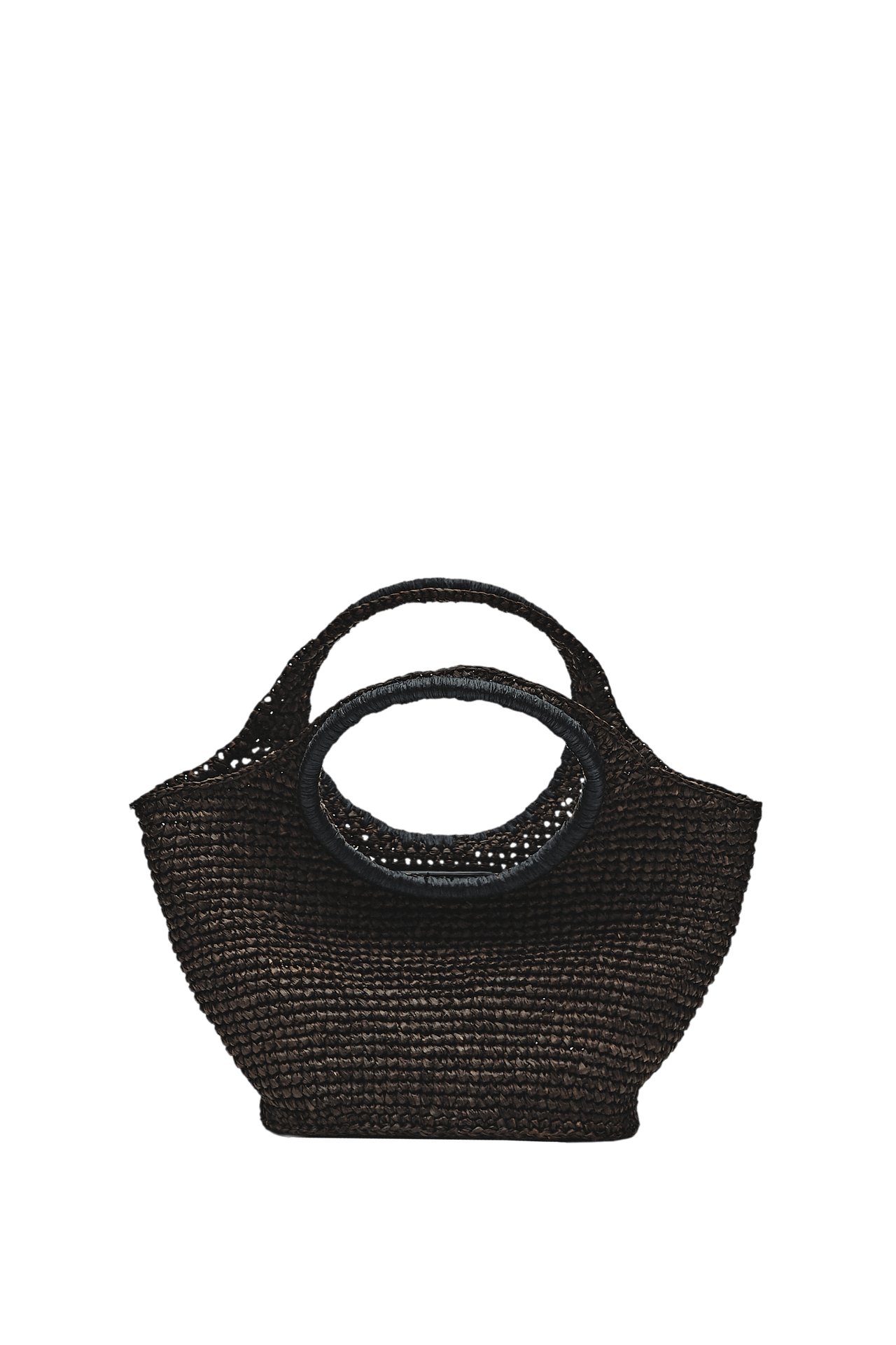 100% Raffia Mini Crescent Bag — Brown