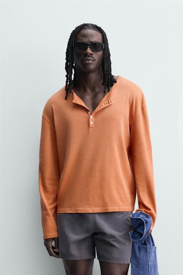 RELAXED FIT PÓLÓ HENLEY NYAKKIVÁGÁS – Narancssárga a ZARA-tól
