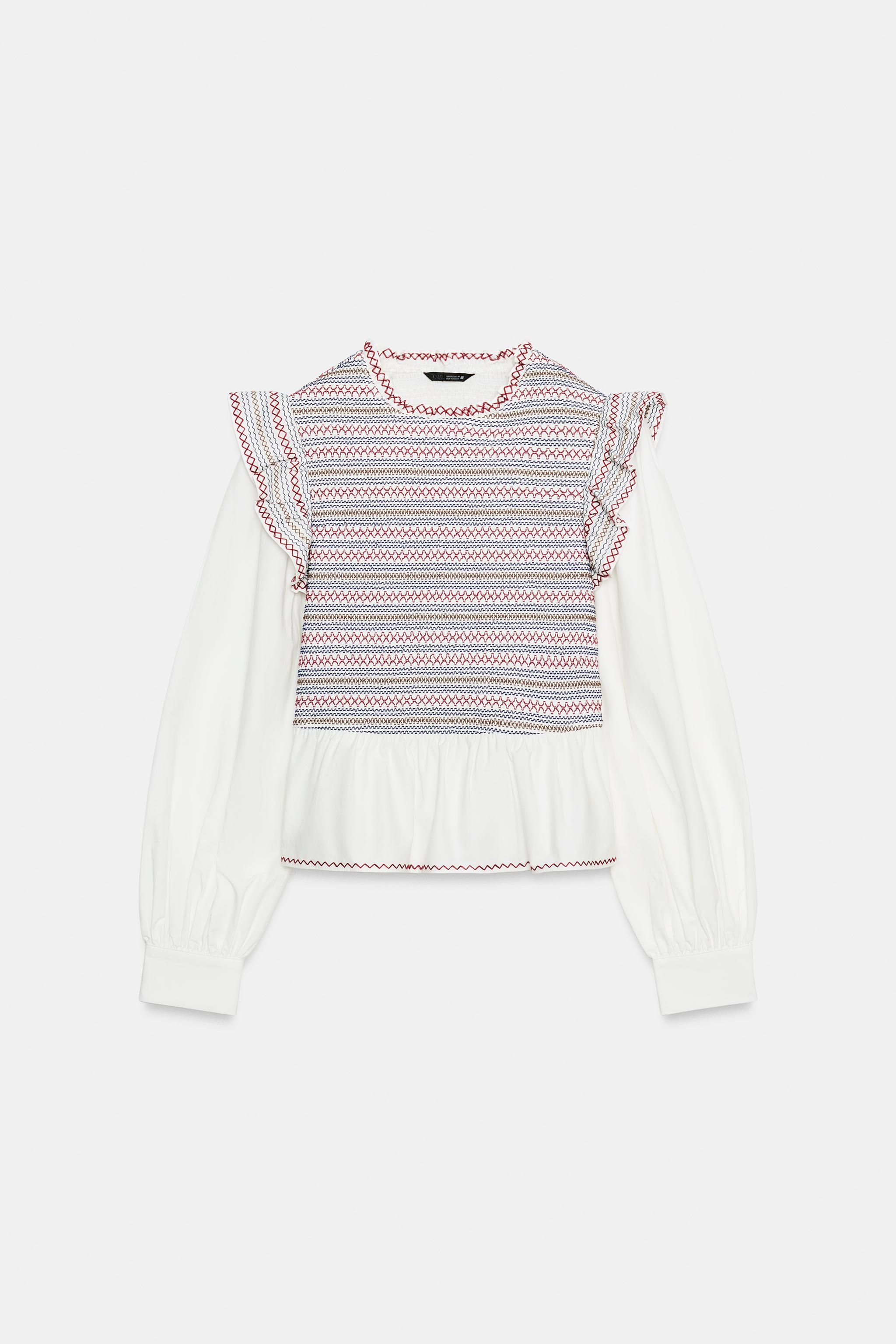 Zara İşlemeli Büzgülü Bluz görsel 7