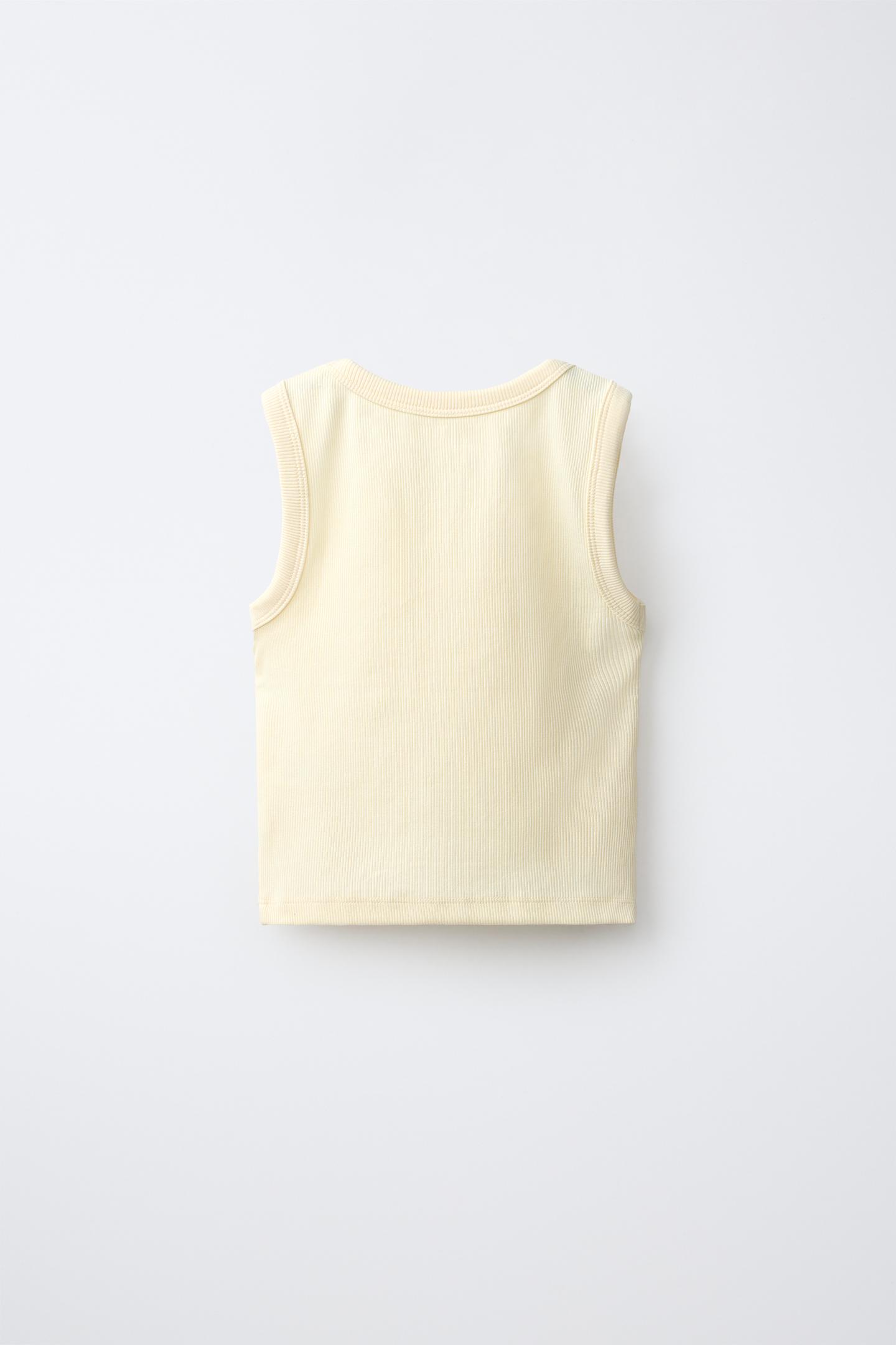 Топ Zara Ribbed Tank Top, цвет: Светлый жёлтый — фото 2