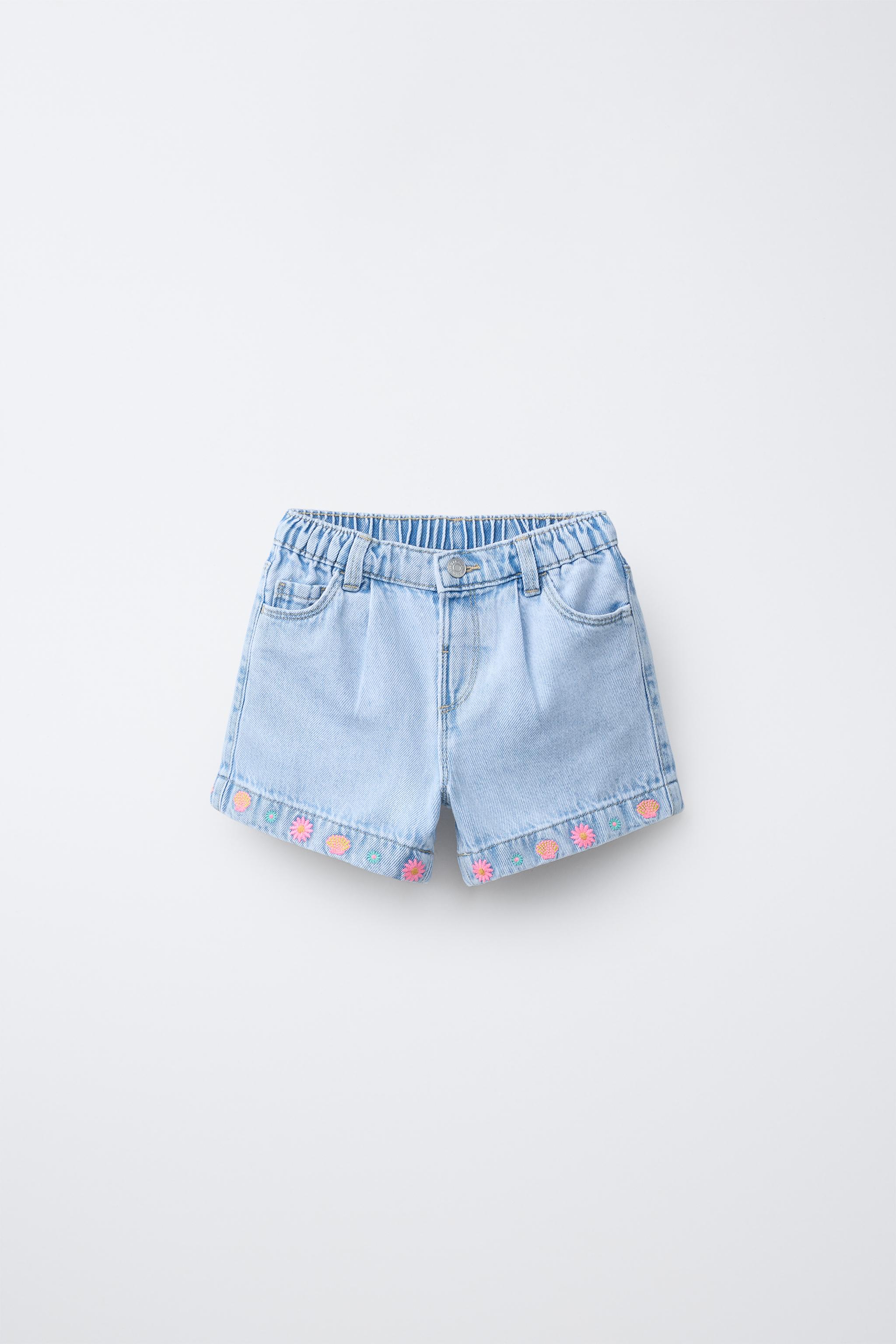 EMBROIDERED DENIM SHORTS