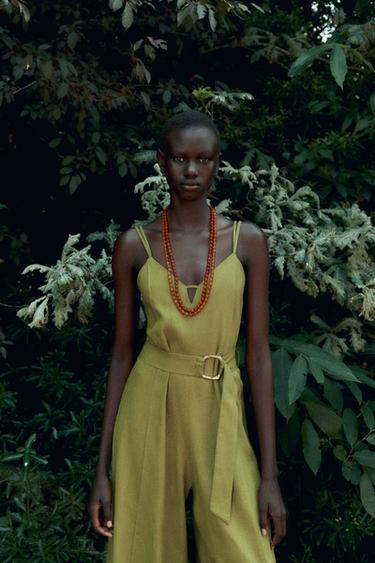 WIDE-LEG STRAPPY LINEN BLEND JUMPSUIT - Oil by Zara - Image 1