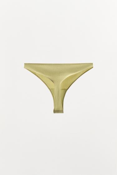 POINTELLE THONG WITH SATIN BOW - Light green by Zara - Image 4