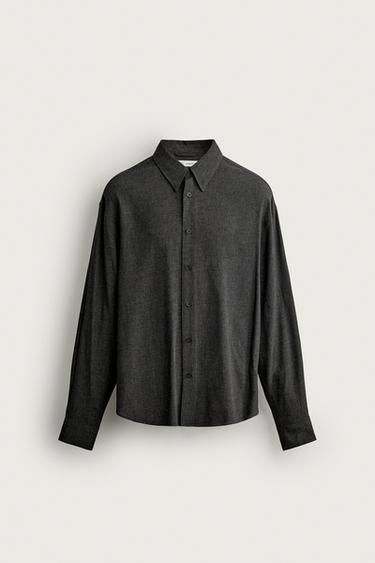 VISCOSE REGULAR FIT SHIRT — Gray marl 1