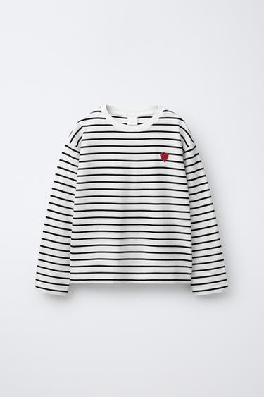 T-SHIRT À RAYURES CŒUR - Rayures de Zara - Image 0