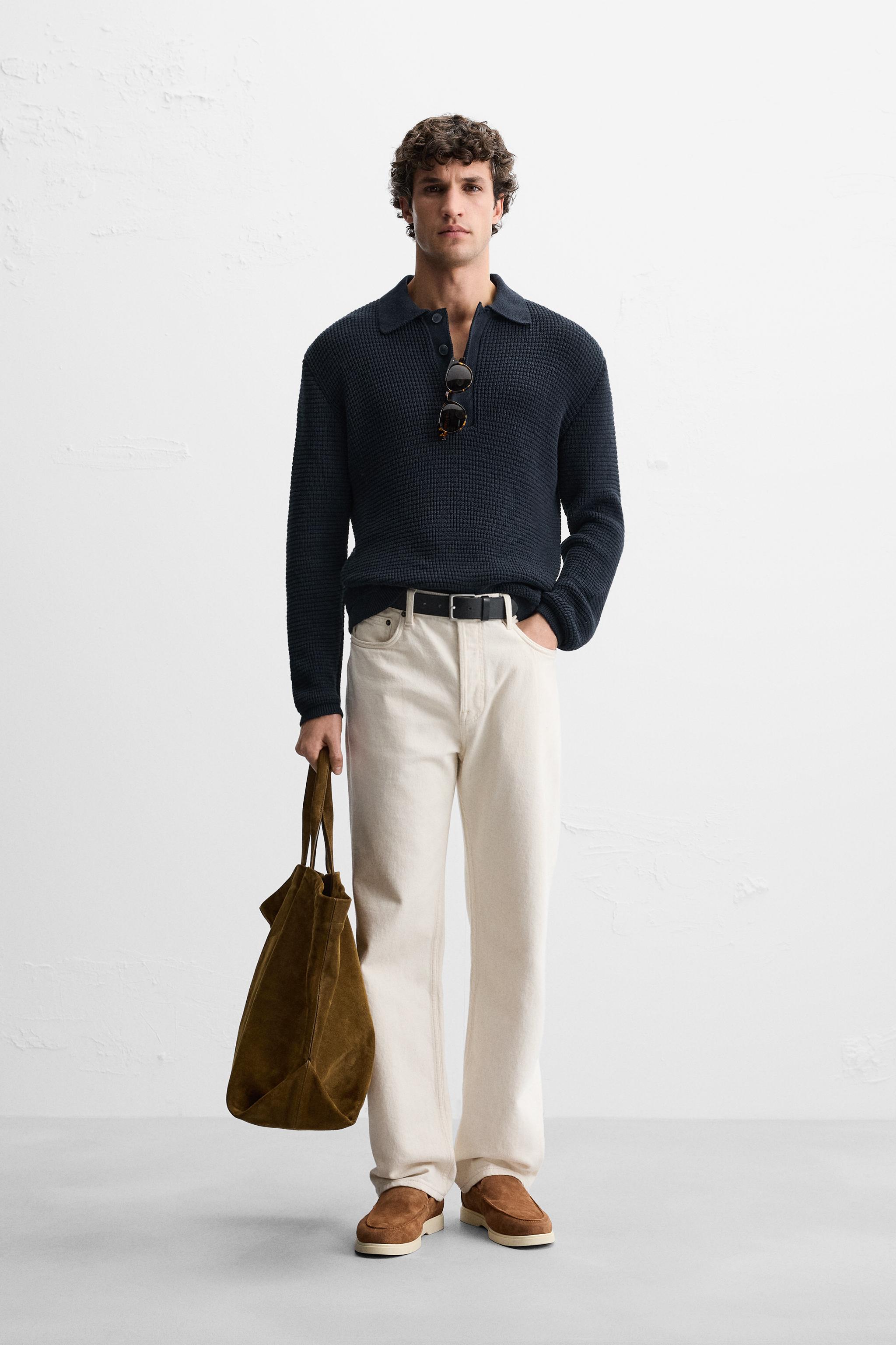 パールニット ポロシャツ - ダークネイビーブルー | ZARA Japan